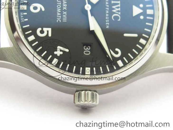 MIROTIME 0224 Soft MARK XVIII IW327001 SS FKF 1:1 Best Edition Black Dial On Black Leather Strap 7119